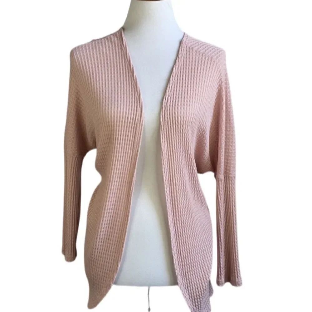 Dainty Hooligan Pale Pink Waffle Knit Open Cardigan (Size: Small)